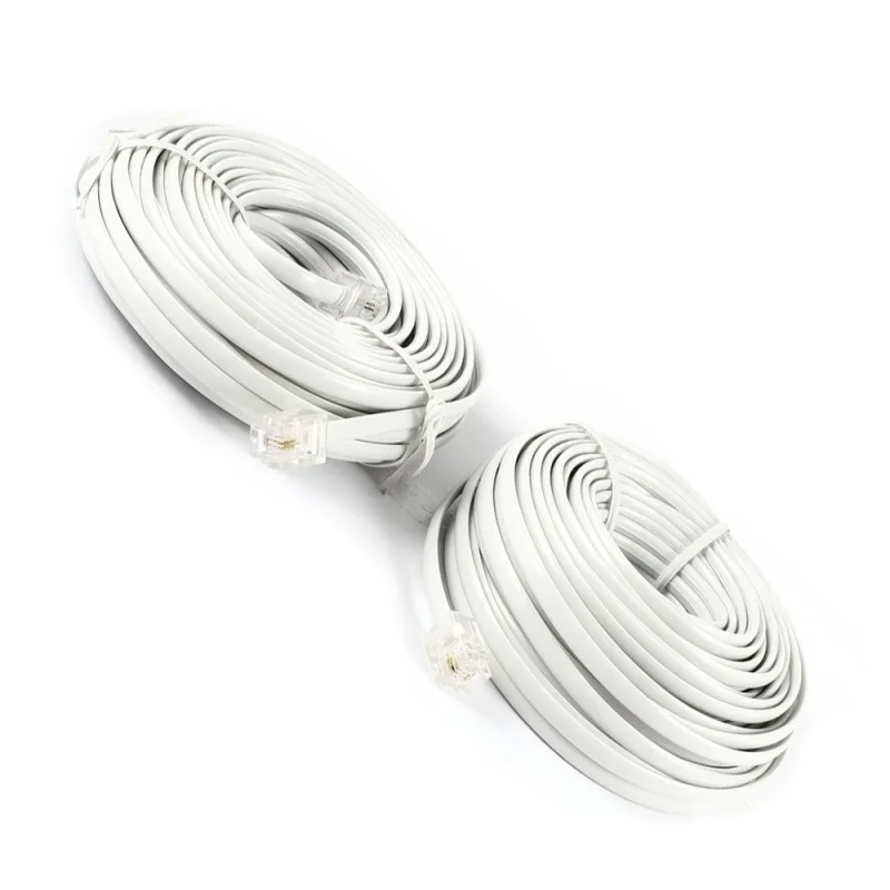 AABB-40Ft 12 M RJ11 6P2C телефон модем кабель Белый 2 шт