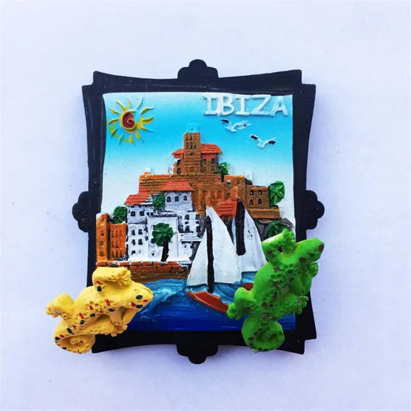 

Spain Ibiza Creative Lizard Pendant Shaped Refrigerator Sticker Landscape Fridge Magnet Home Decor Gift Wholesales Drop Shipping