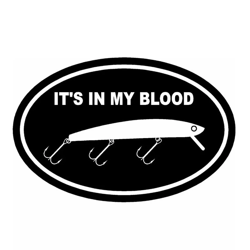 14.2cm*9.3cm It's In My Blood Car Styling Funny Fishing Car Stickers Vinyl  Decal C5-1953