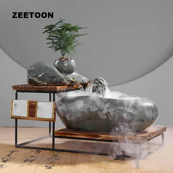 

Zen Fountain Water Features Lucky Crystal Ball Feng Shui Vintage Home Decor Humidifier Desktop Fish Tank Flower Pot Nebulizer