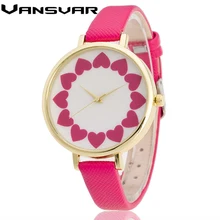Vansvar Luxurious Model Flower Quartz Watch Ladies Leather-based Strap Informal Watches Vogue Wristwatch Clock Women Relogio Feminino V03