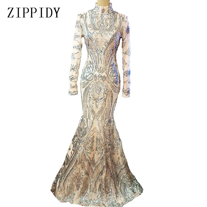 Модное Длинное Платье с яркими блестками камнями сеткой прозрачное женское для
