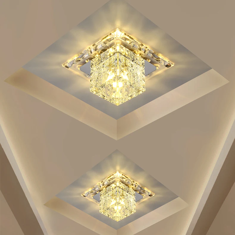 Simples e Moderno Conduziu a Lâmpada do Teto Luzes do Corredor para Iluminação Luz de Teto Quadrado Cristal Criativo Decorativa Embutida Lâmpada Led 2 Luz de teto simples e moderno quadrado