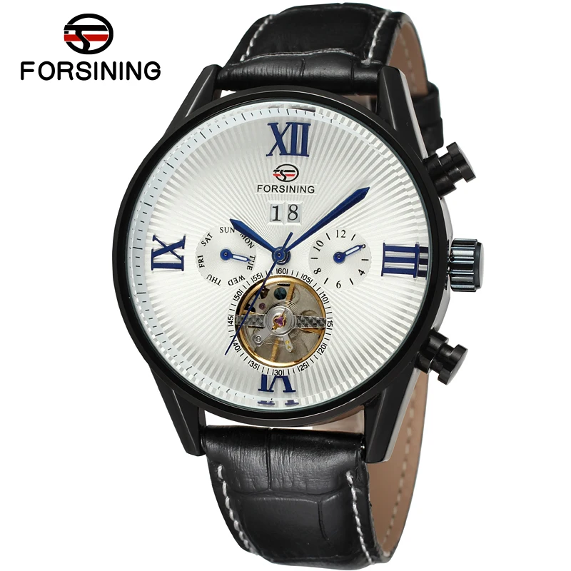 

Fashion FORSINING Men Luxury Brand Self-wind Genuine Leather Watch Automatic Mechanical Wristwatch Gift Box Relogio Releges