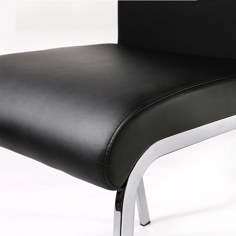 Современный простой бытовой обеденный стул Стальной Хромированный обеденный стул со спинкой черный белый pu кожаный металлический обеденный стул