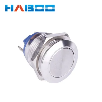 

HABOO 10PCS PACKING anti-vandal metal switch with flat head reset push button switch 1NO IP67 with high quality