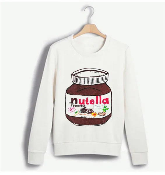 2017 зима осень Для женщин женские пуловер Толстовка Nutella шоколад с tumblr Harajuku тонкие