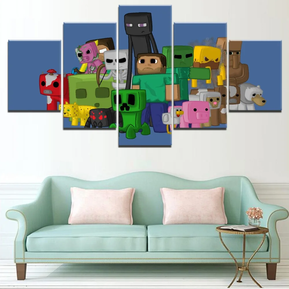 

Canvas Painting Wall Art Home Decoration Living Room Canvas Painting 5 Pieces game minecraft HD Print Painting Modern Decorative