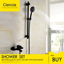 Free Shipping Stainless Steel Black Shower Set With 1.5m Shower Hose Faucet Hand Shower Sliding Bar For Bathroom Washroom free shipping sus304 stainless steel double lock 1 5 2 2 5 3m shower hose with brass fitting for handheld shower and shower head