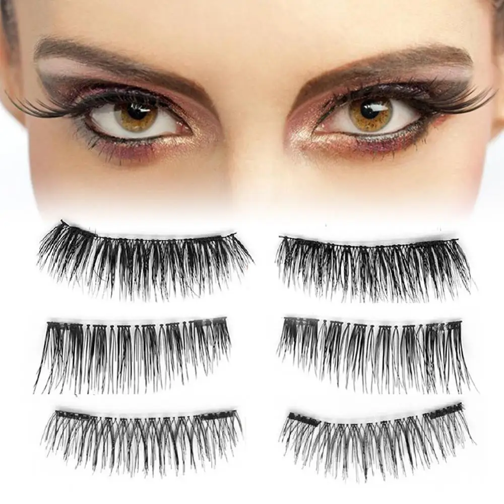 

Handmade Magnet False Eyelashes With Gift Box Mirror 2 Mink lashes Extension Wholesale Thick Strip For Beauty CW31