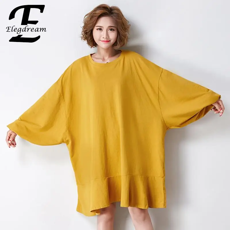 

Elegdream Brand Oversized Clothing Plus Size Women Hoodies Ladies Casual Loose Tops Tees Female Long Sweatshirt Tunics Vestidos
