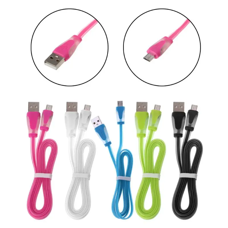 Светодиодный светящийся Micro USB Высокоскоростной плоский кабель для