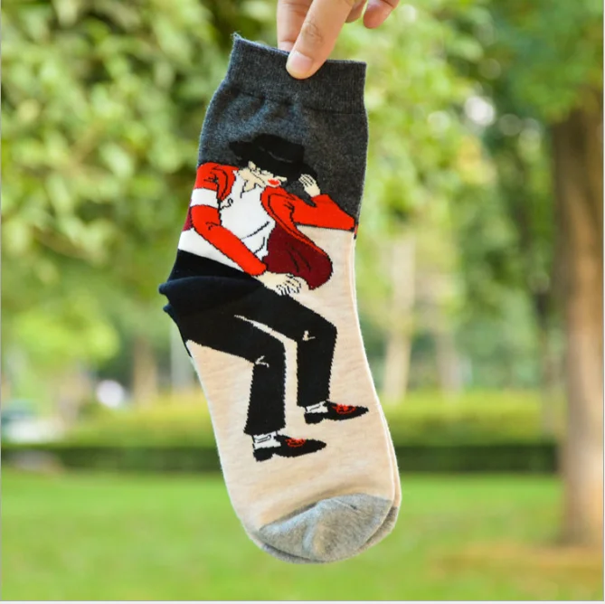 Сумасшедшие FLY Для женщин Повседневное хлопок Смешные Носки Мода ретро абстрактная живопись маслом носки Монро Джексон Чаплин зайчик CRAZY носки
