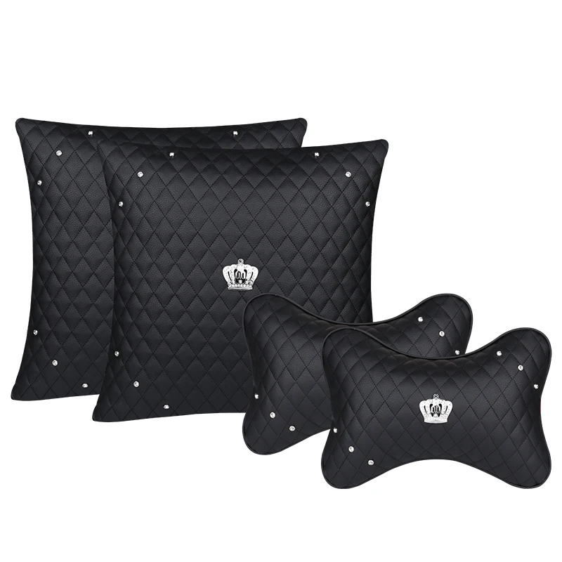 

Diamond Pattern Car Headrest Neck Pillow Back Support Cushion Red Pink Black Girl Women Car Accessories Product Car Styling