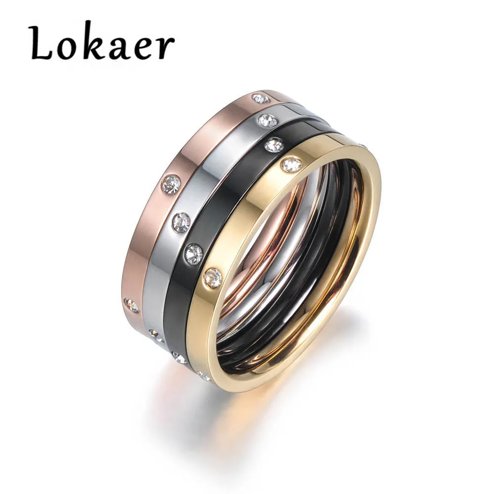 

Lokaer 4 In 1 Colorful Gold Cubic Zirconia Rings Jewelry Titanium Steel Wedding Engagement Ring For Women Anneaux R180160500