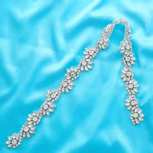 only applique Серебряный Хрустальный пояс для свадебного платья свадебный пояс Стразы пояс невесты для алмазного платья S147S - Цвет: only applique