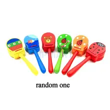 Натуральный Деревянный мультфильм с длинной ручкой Кастанет Clapper детская перкуссия игрушки