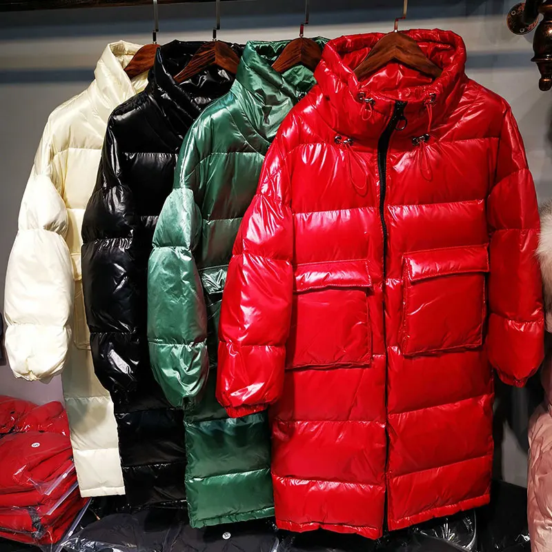Новое поступление, зимнее пуховое пальто, женская яркая Водонепроницаемая пуховая куртка, женская утепленная длинная куртка-парка с большим карманом 471