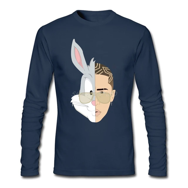 Bad Bunny T Shirt Custom Long Sleeve Men's T shirt Hip Hop Cheap Cotton