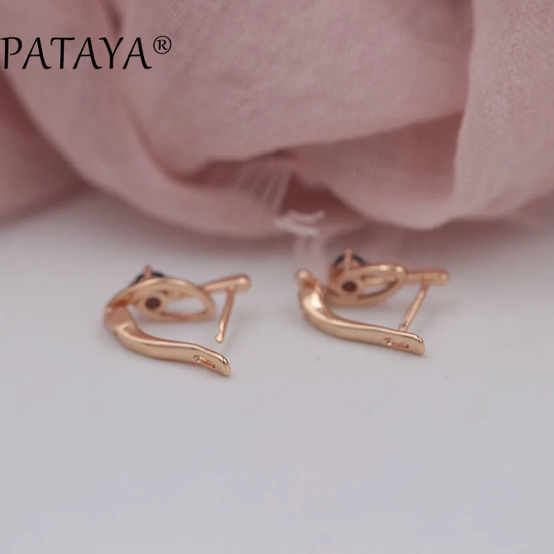 PATAYA, эксклюзивные свадебные серьги с буквой D, 585 розовое золото, голубой натуральный циркон, модные ювелирные изделия, изысканные уникальные Зеленые Короткие серьги