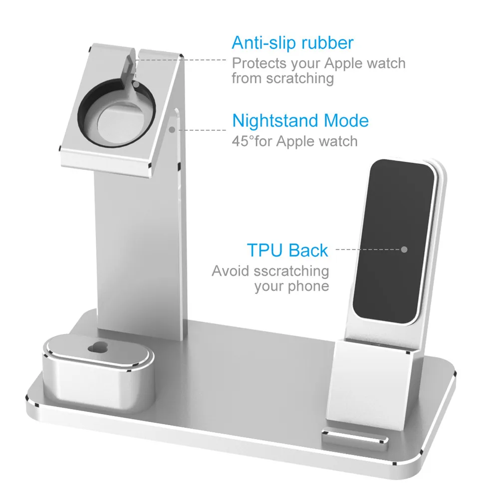 Зарядная док станция SZYSGSD 4 в 1 подставка держатель для AirPods IPad Air Mini Apple Watch 38 мм 42