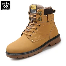 URBANFIND/мужские ботинки; сезон осень-зима большие размеры 39-46; безопасные мужские ботинки для работы зимние ботинки на резиновой подошве с меховой/хлопковой подкладкой; 2 стиля