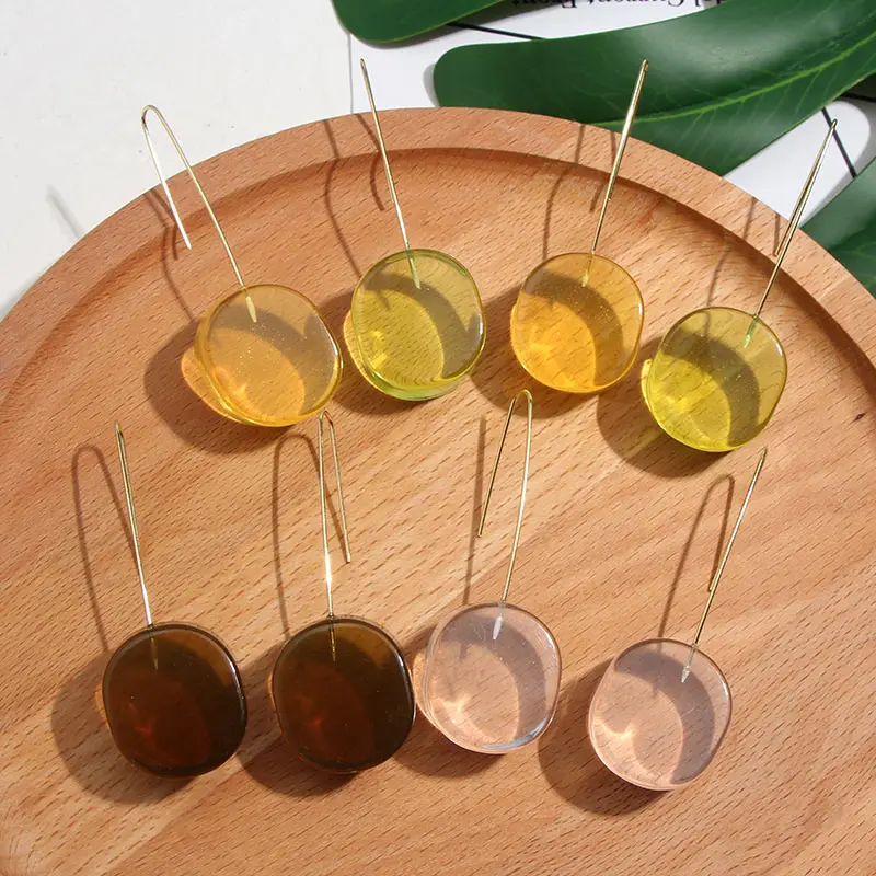 

JUST FEEL Bohemian Acetic Acid Drop Earrings For Women Bohemian Dangle Long Earrings Round Punk Wedding Statement Jewelry Party