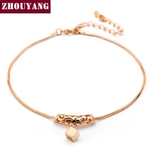 ZHOUYANG Высокое качество выдалбливают розовое золото цвет ножные браслеты ювелирные изделия Австрийские кристаллы ZYA030