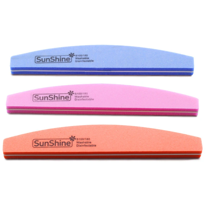 

5 Pcs Reuse Washable Half Moon Style Nail Files 100/180 Sunshine Nail Buffer Sponge Sand Nail File Nail Art Pedicure Tools