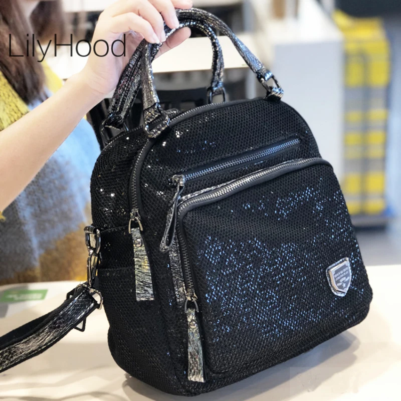 

Multi-functional Mesh Netting Sparkle Messenger Bag Women Fashion High Quality Small Daily Handbag Female Summer Daily Backpack