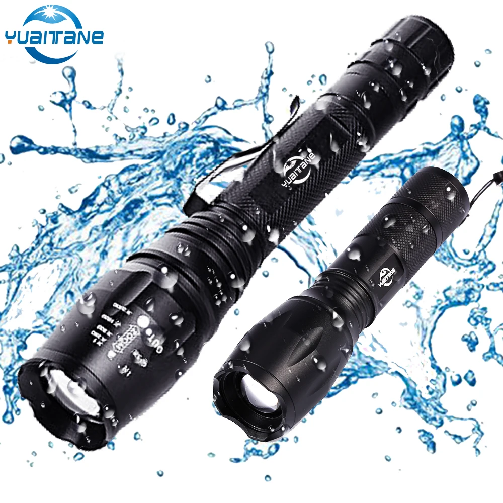 10000 lumens LED Flashlight T6/L2 Ultra Bright torch 5 modes Zoomable Tactical Flashlights