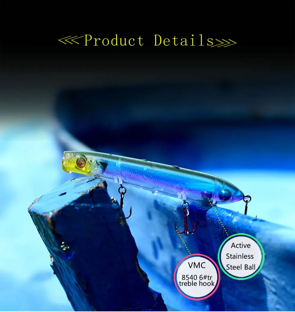 Le-peixe Milímetros 24g Topwater Popper Pesca Artificial Isca Peche Profissão Flutuante Lápis Zig Zag Superfície 7 Pcs 130 4 Cheap Iscas artificiais