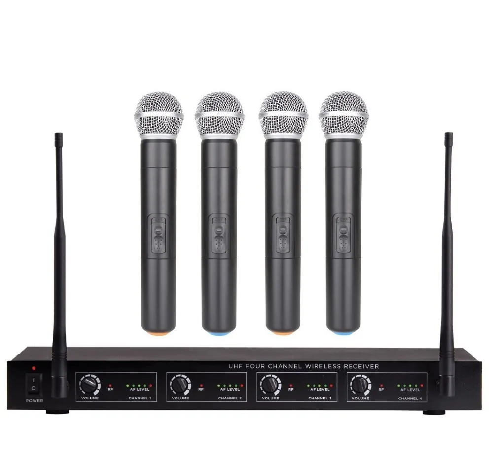 Bolymic 4 Channel Wireless Microphone System UHF Professional 4 Channel