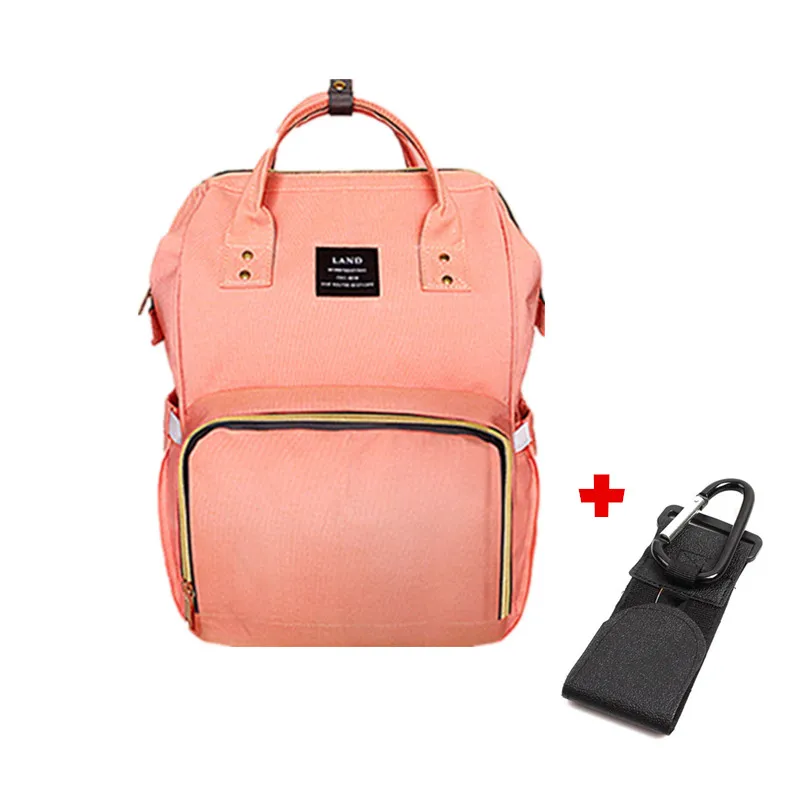Большая сумка для детских подгузников LAND, дорожный рюкзак для беременных, сумка для детских подгузников для родителей, bolsa maternidade, сумки для колясок с крючками-вешалками - Цвет: Pink