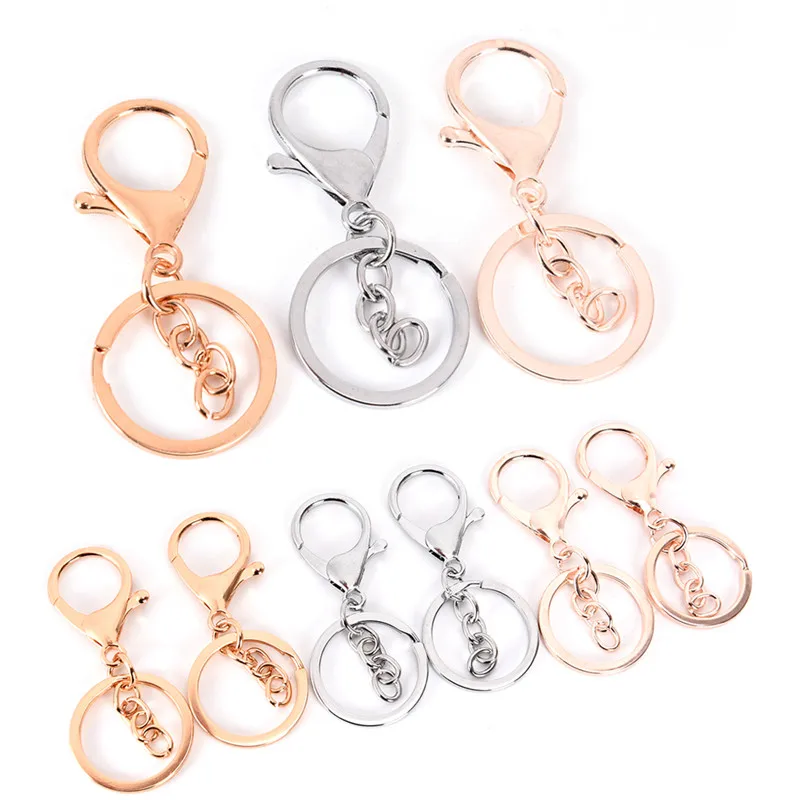

10pcs/lot Key Ring Long Popular classic Plated lobster clasp key hook chain jewelry making for keychain