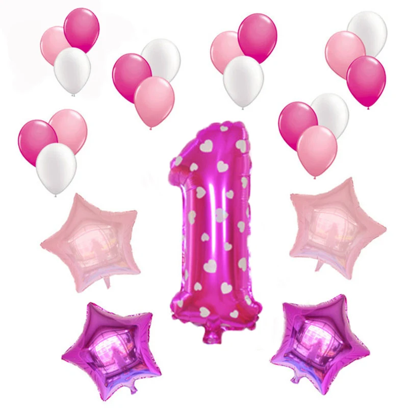 23 шт./лот 32 дюйма розовый цифра воздушный шар из фольги Baby Shower 1 день Рождения