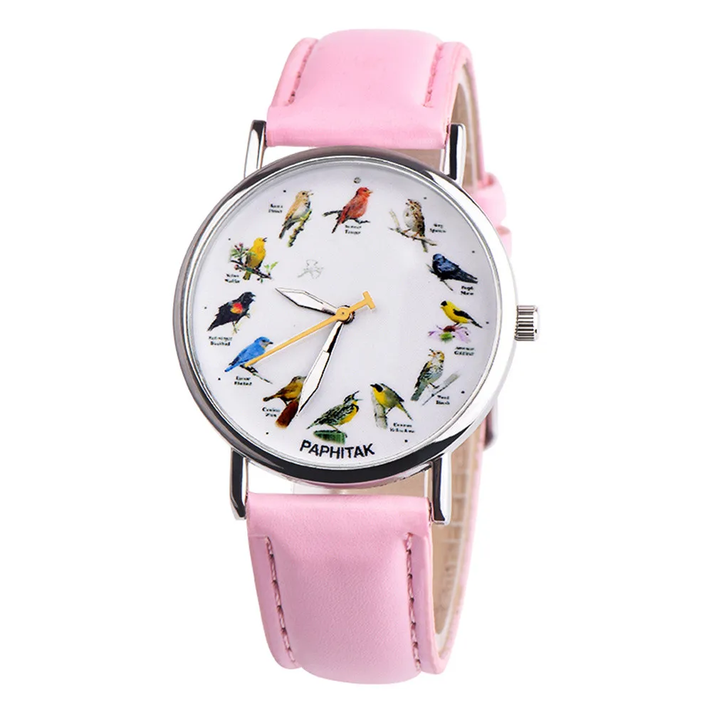 Модные Пара Ретро Птица Дизайн Кожаный ремешок аналоговые кварцевые наручные часы женские кварцевые часы браслет из нержавеющей стали 40y