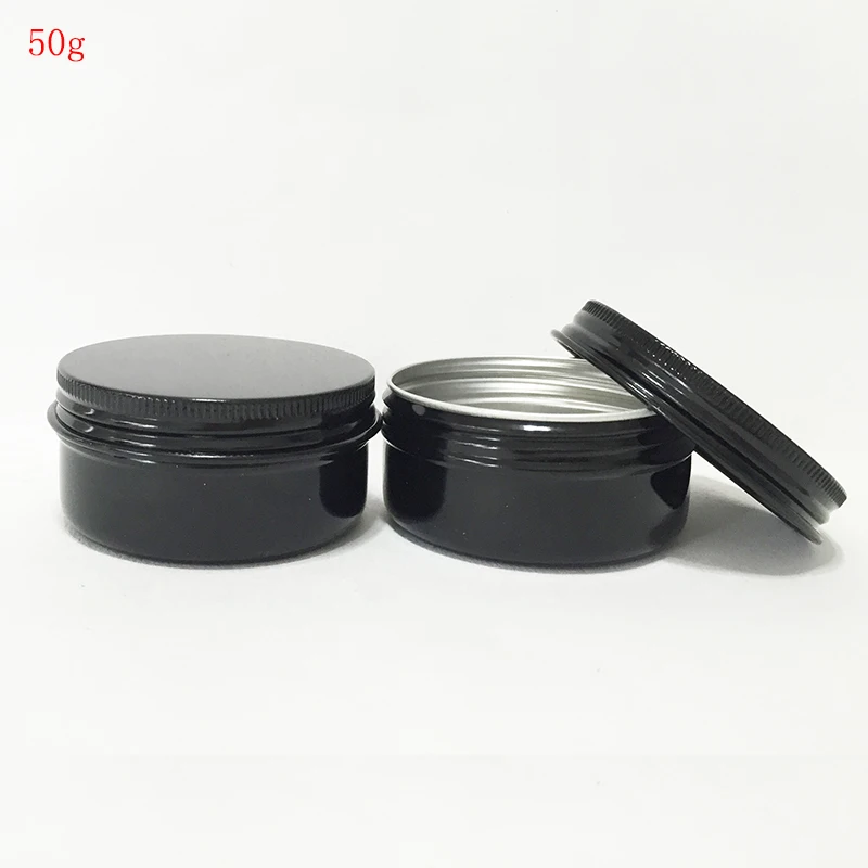 Empty Containers 50PCS/LOT 50Ml Black Sample Jars Cosmetic Aluminium For Cosmetics Aluminum Makeup Case | Красота и здоровье
