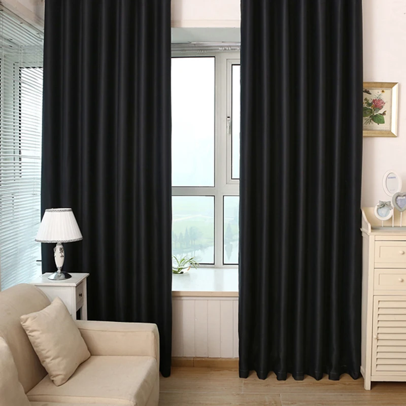 Black Blackout Curtains Curtain Home Living Room Shading Curtain Thick