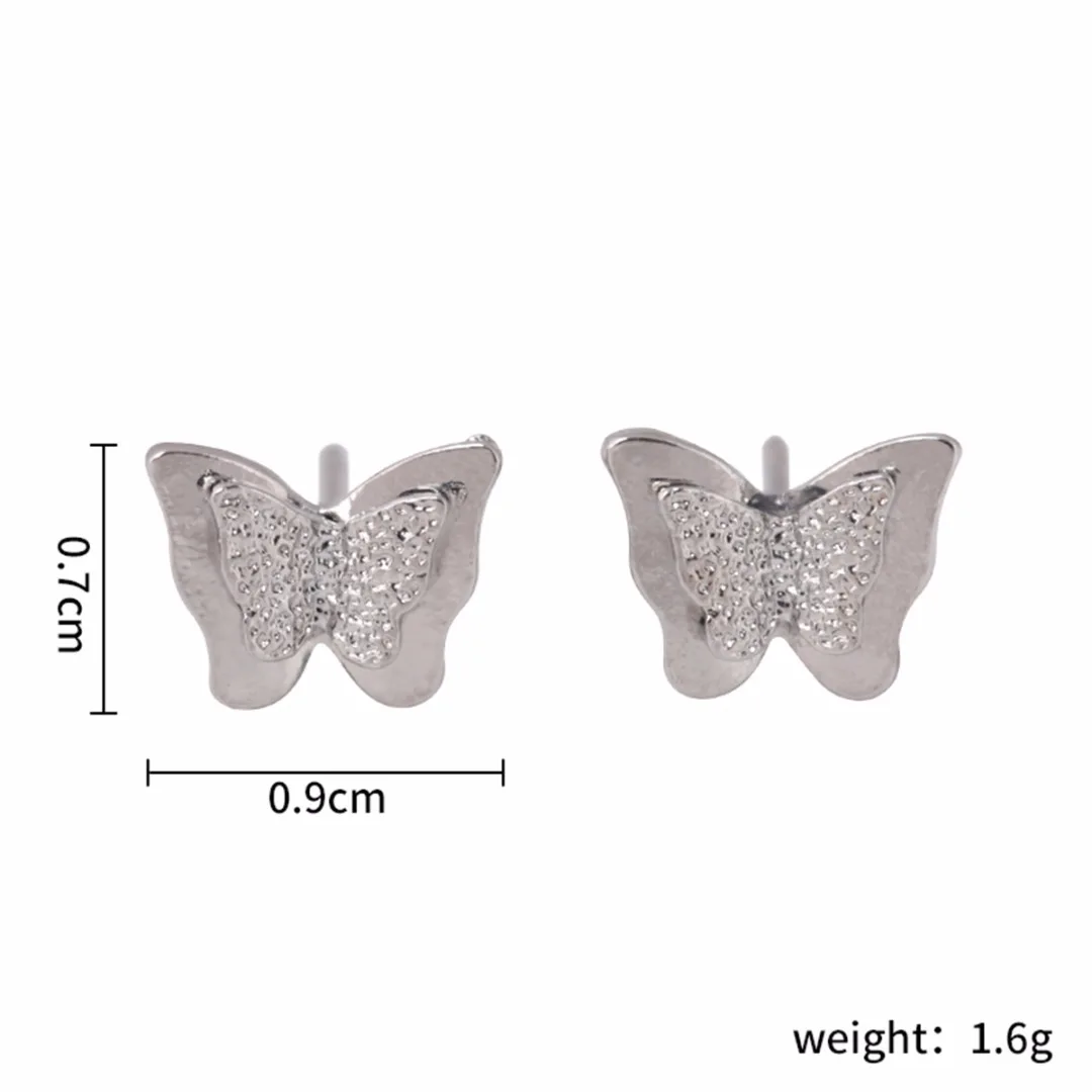 Charming Stainless Steel Lovely Butterfly Ear Stud Rose Gold Sliver Color Fashion Earrings Chic Animal Jewelry Gifts For Women