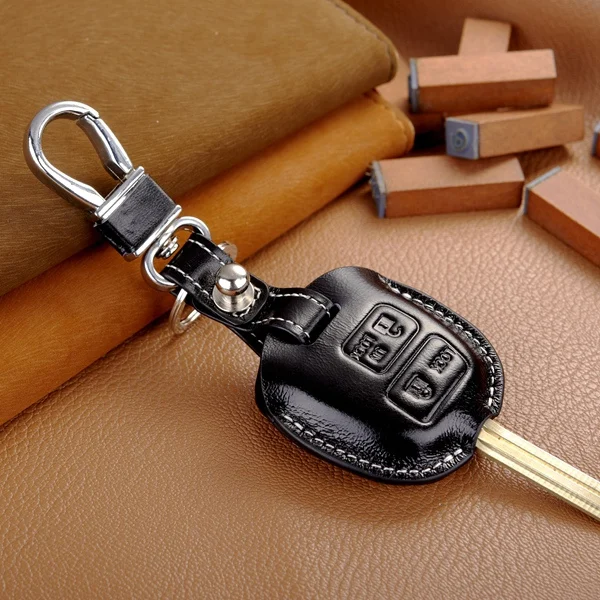 Кожаный чехол для ключей для Toyota Prado Camry xv40 Rav4 костюмы для Lexus LS LX RC RX 2 3 кнопки брелок крышка Держатель Для Ключей аксессуары - Название цвета: black 2 buttons