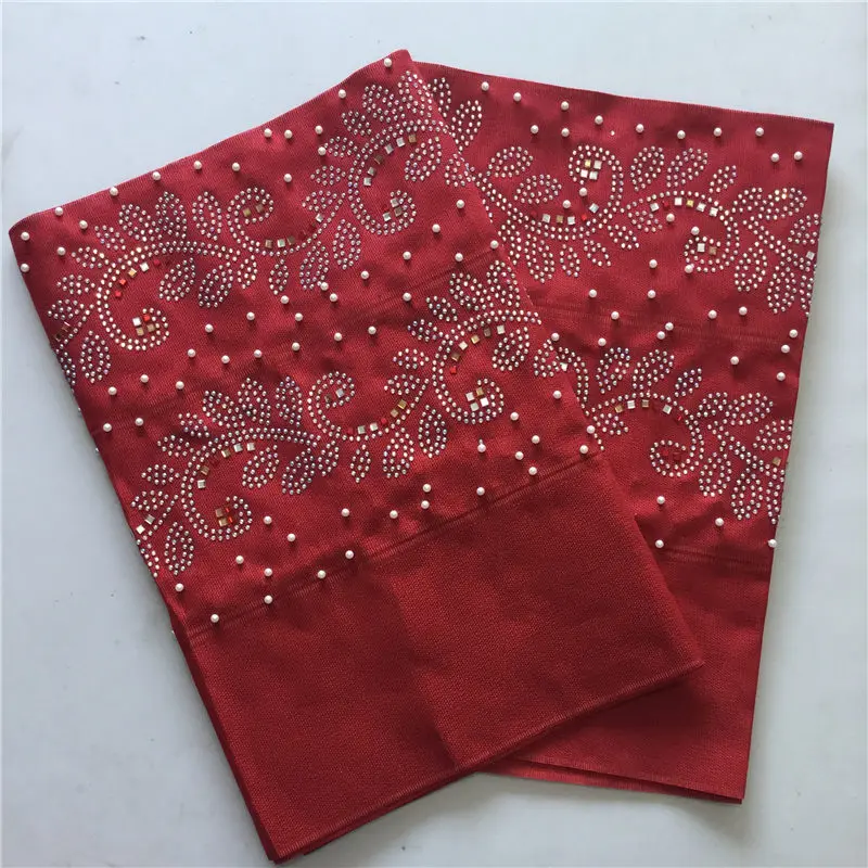 

Popular!Best selling!2018 high quality African fashion wedding red color aso oke headtie lace fabric aso oke warp