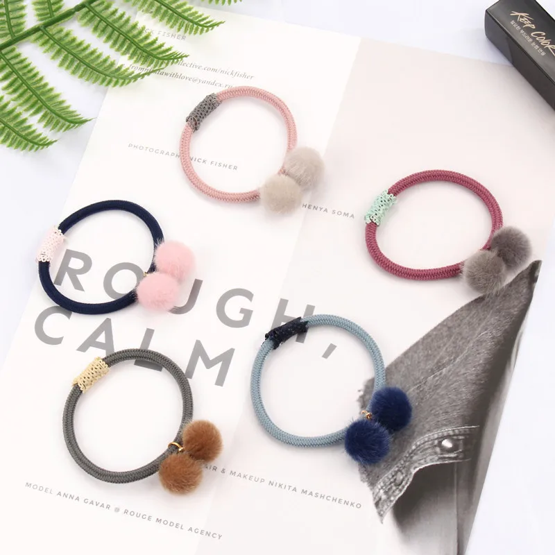 

1pcs New Cute Double Hair Ball Children Hair Ties Girls Elastic Rubber Hair Band Kids Ponytail Headdress Women Hair Accessories