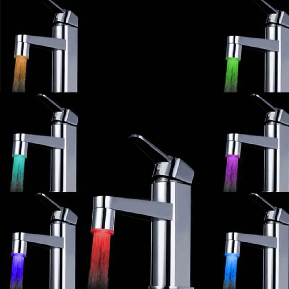 1pc 2016 New Arrival Luxury 7 Color Changing LED Water Faucet Stream Light Glow Water Saving
