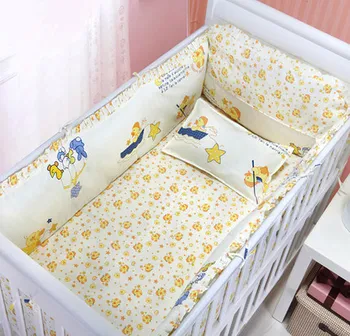 

Promotion! 6pcs Cartoon Baby Cot Beds Bedding High Quality Baby Bedding Set ,include(bumpers+sheet+pillow cover)