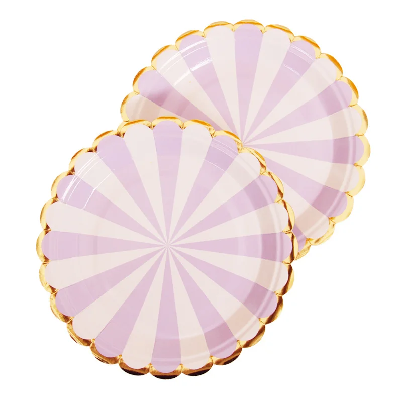 

10pcs/set Gold Foil Disposable Tableware Christmas New Year Party Paper Plates Cups Birthday Party Supplies Plastic Straws