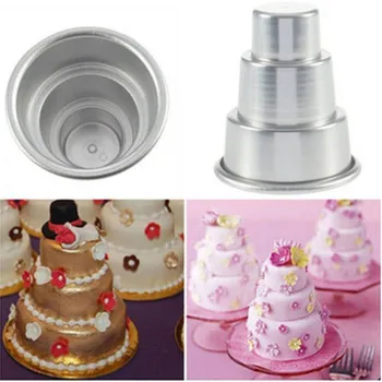 

1pcs Mini Multi Layer Cake Mold Kids DIY 3 Tier Pudding Pizza Molds Home Metal Non-Stick Bake Round Mould Party Supplies