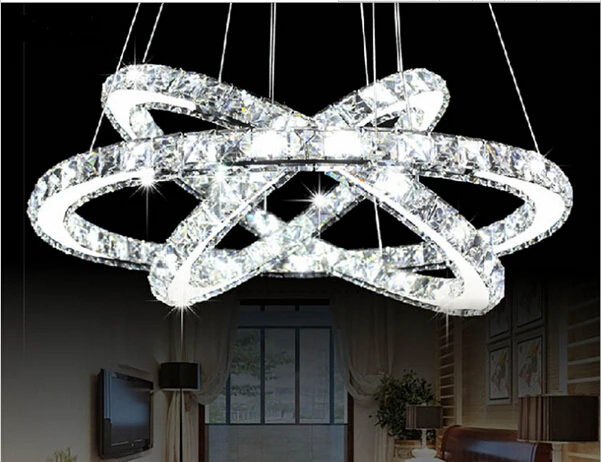 

Creative stainless steel crystal Pendant Lights led lamps Modern K9 crystal lamp led lustre light Free shipping 40CM 50CM 60CM