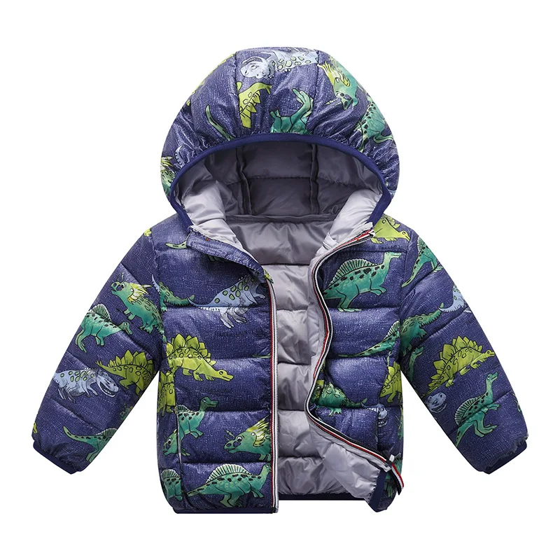 BINIDUCKLING/ г. Новая Осенняя зимняя куртка для маленьких мальчиков теплые плотные зимние пальто с рисунками животных для девочек легкий пуховик, пальто