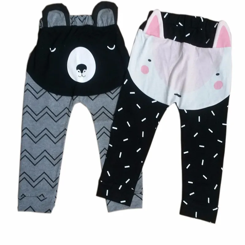 Mola do Bebê Raposa dos Desenhos Meninas Meninos Calças Harem Pants Algodão Animados Impresso Compridas Animal Criança Crianças Roupas 12 Pants Algodão Raposa Dos Desenhos Animados Impresso